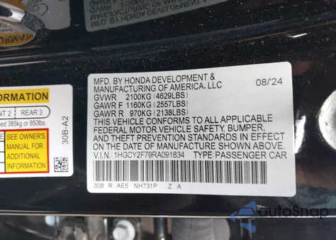 2024 Honda Accord Hybrid Sport-L from USA, damaged, VIN 1HGCY2F79RA091834